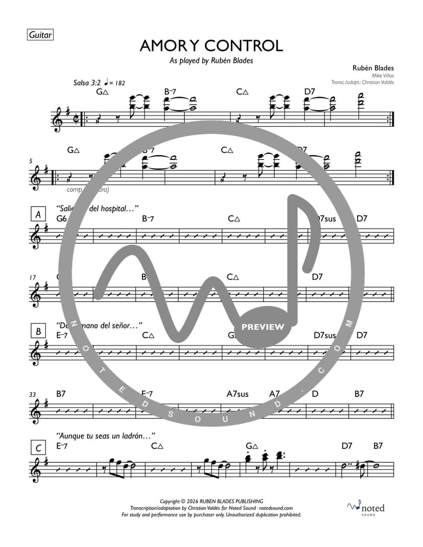 Amor y Control — Guitar (watermarked preview)