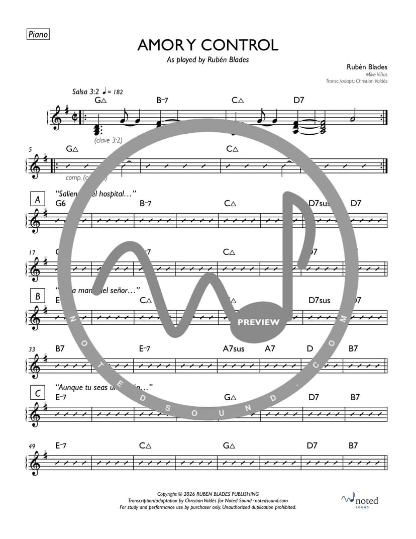 Amor y Control — Piano (watermarked preview)
