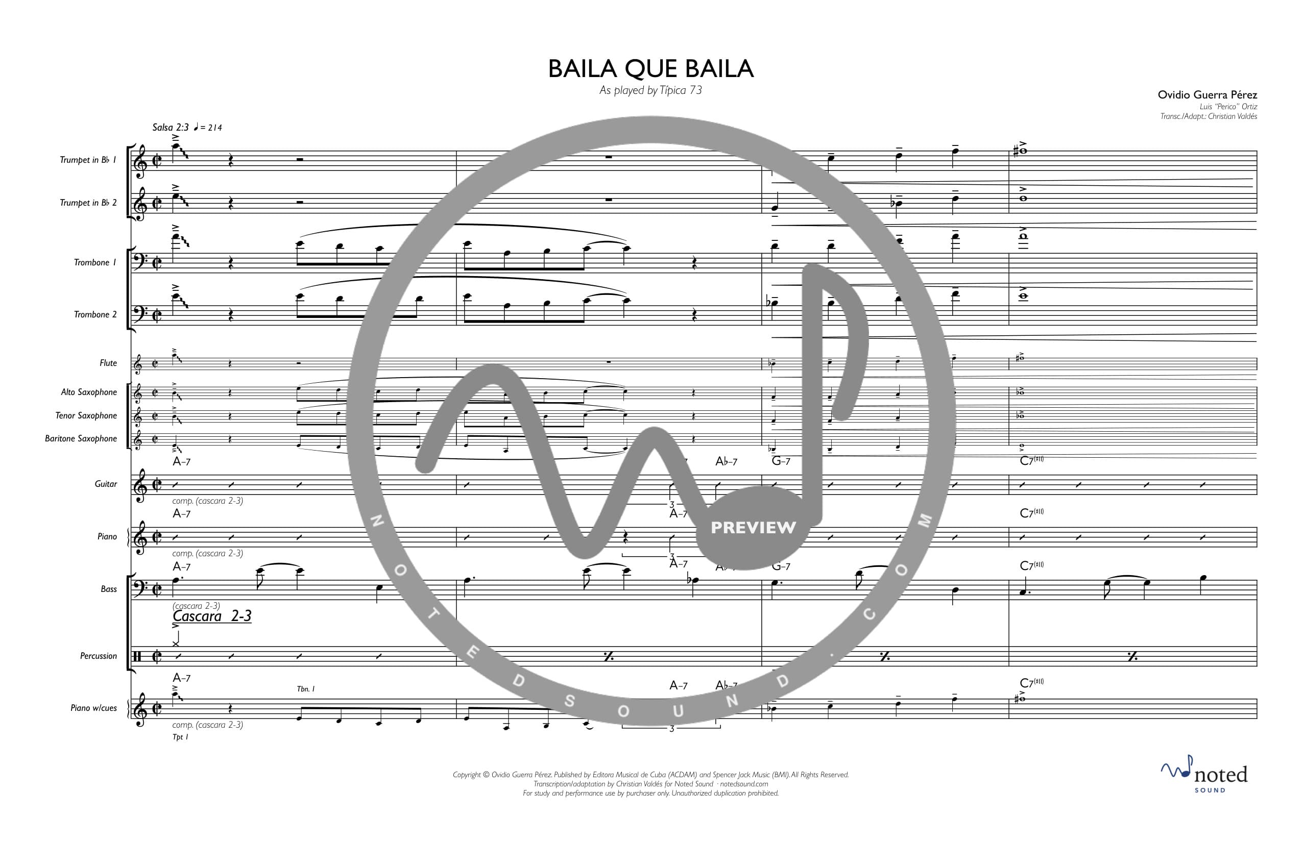 Baila Que Baila — Full Score (watermarked preview)