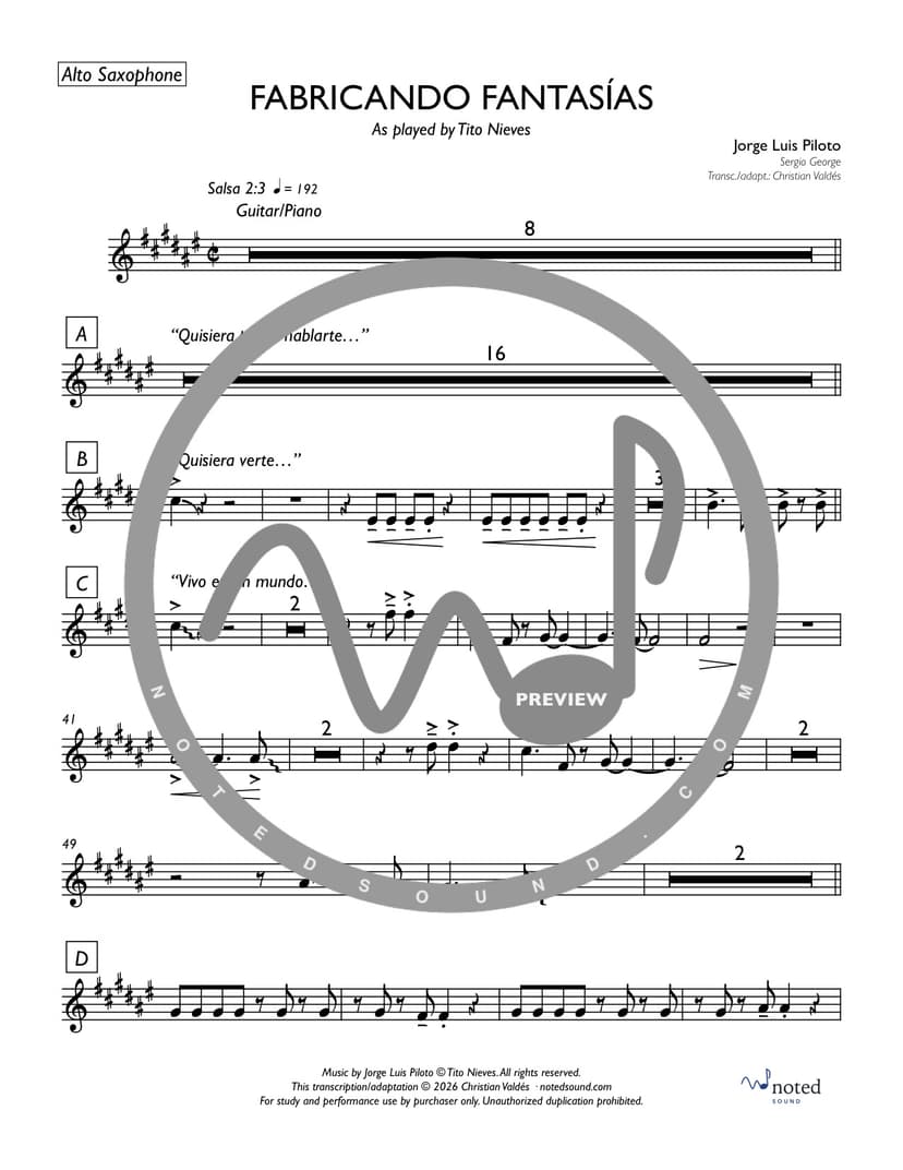 Fabricando Fantasías — Alto Saxophone (watermarked preview)
