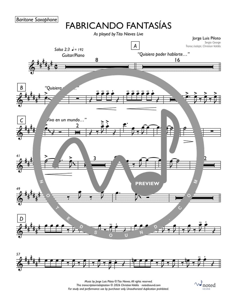 Fabricando Fantasías (Live) — Baritone Saxophone (watermarked preview)