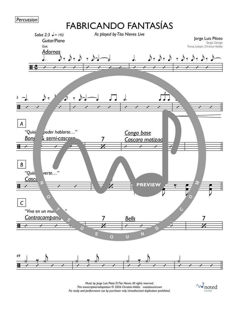 Fabricando Fantasías (Live) — Percussion (watermarked preview)