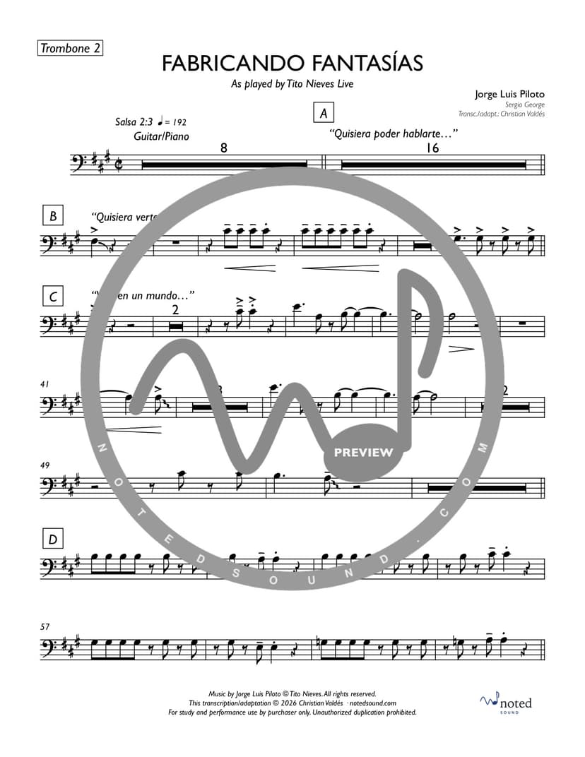 Fabricando Fantasías (Live) — Trombone 2 (watermarked preview)