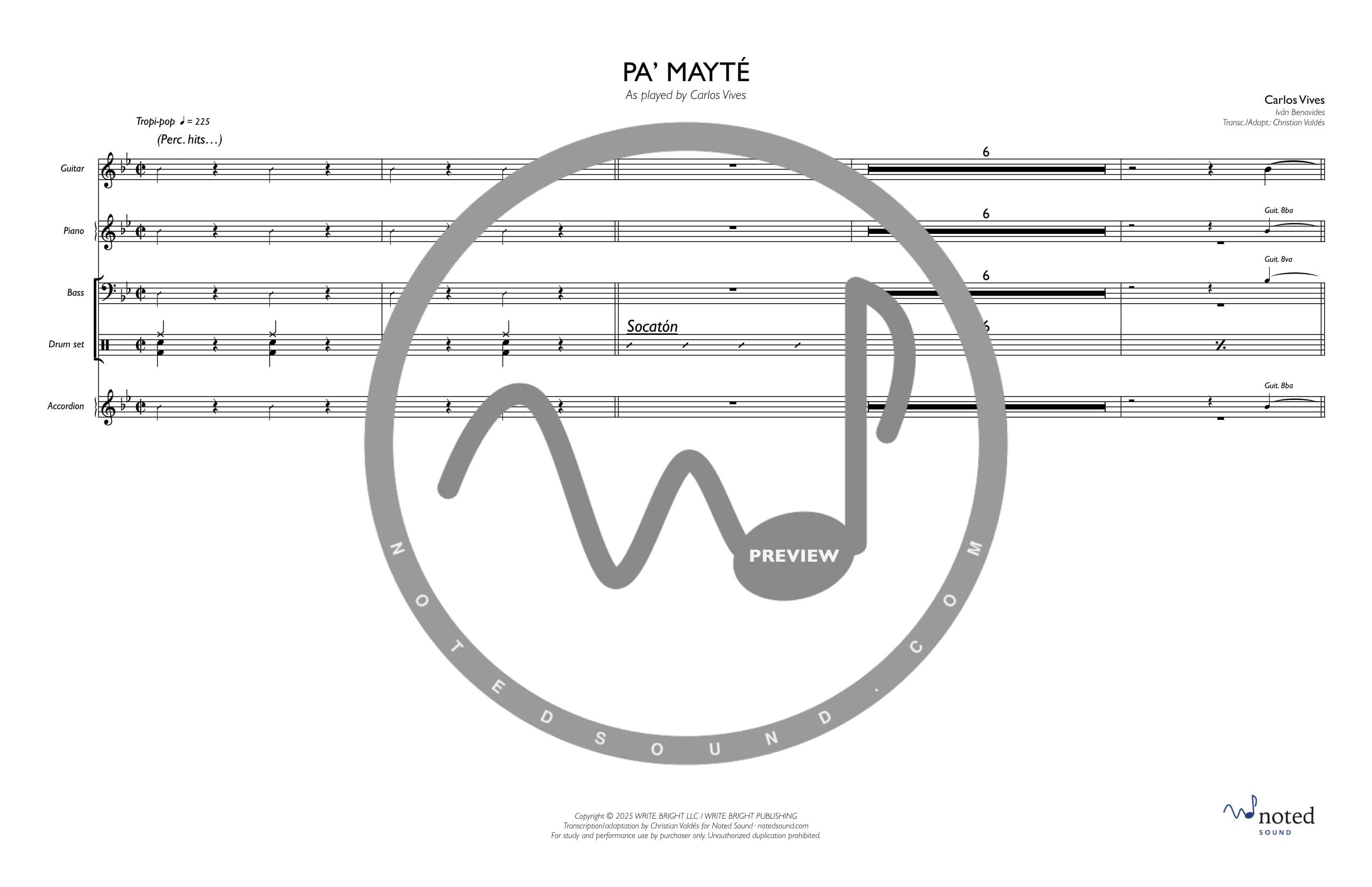 Pa' Mayté — Full Score (watermarked preview)