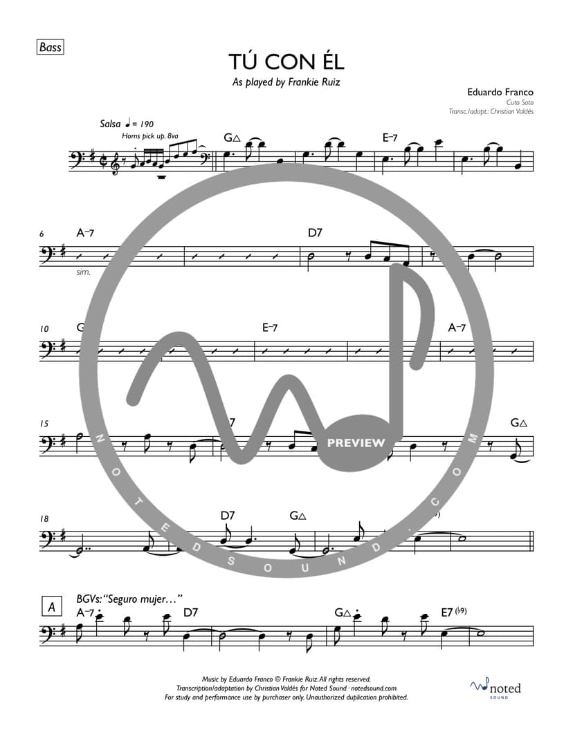 Tú con él — Bass (watermarked preview)