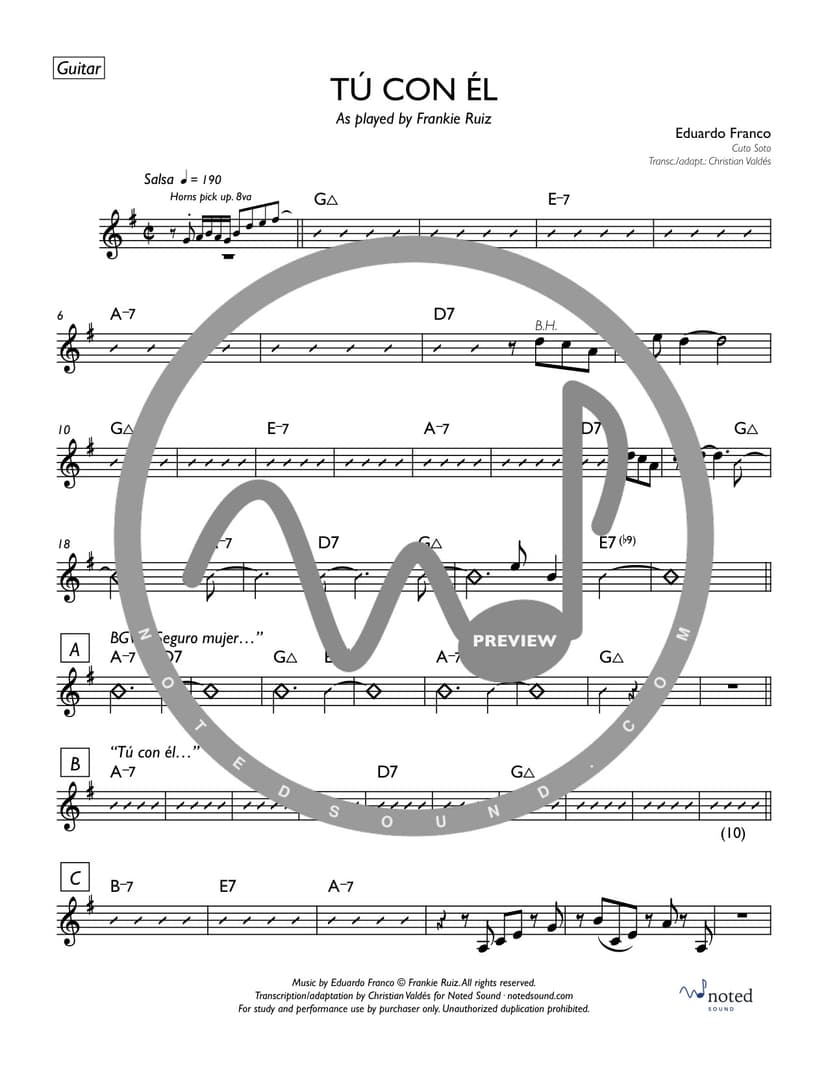Tú con él — Guitar (watermarked preview)