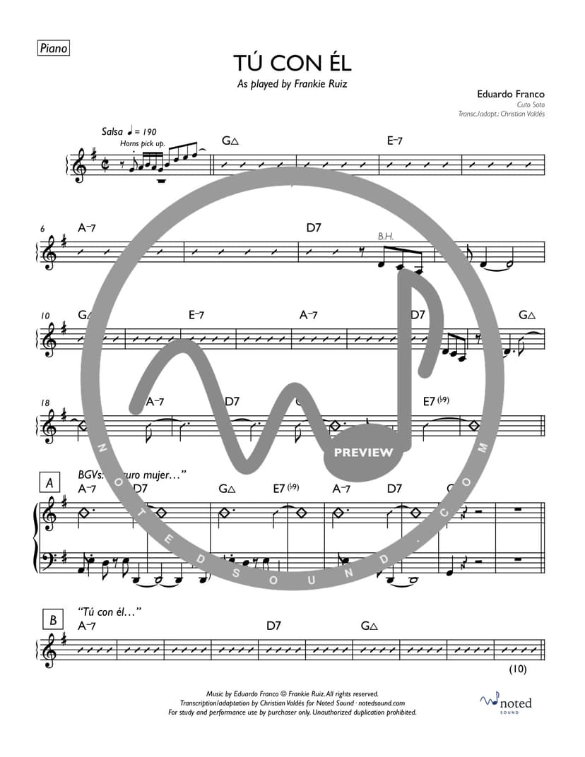 Tú con él — Piano (watermarked preview)