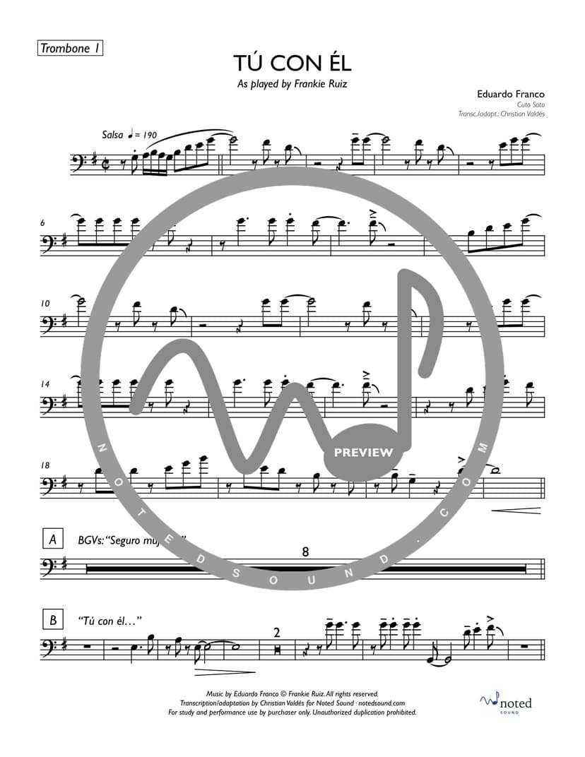 Tú con él — Trombone 1 (watermarked preview)