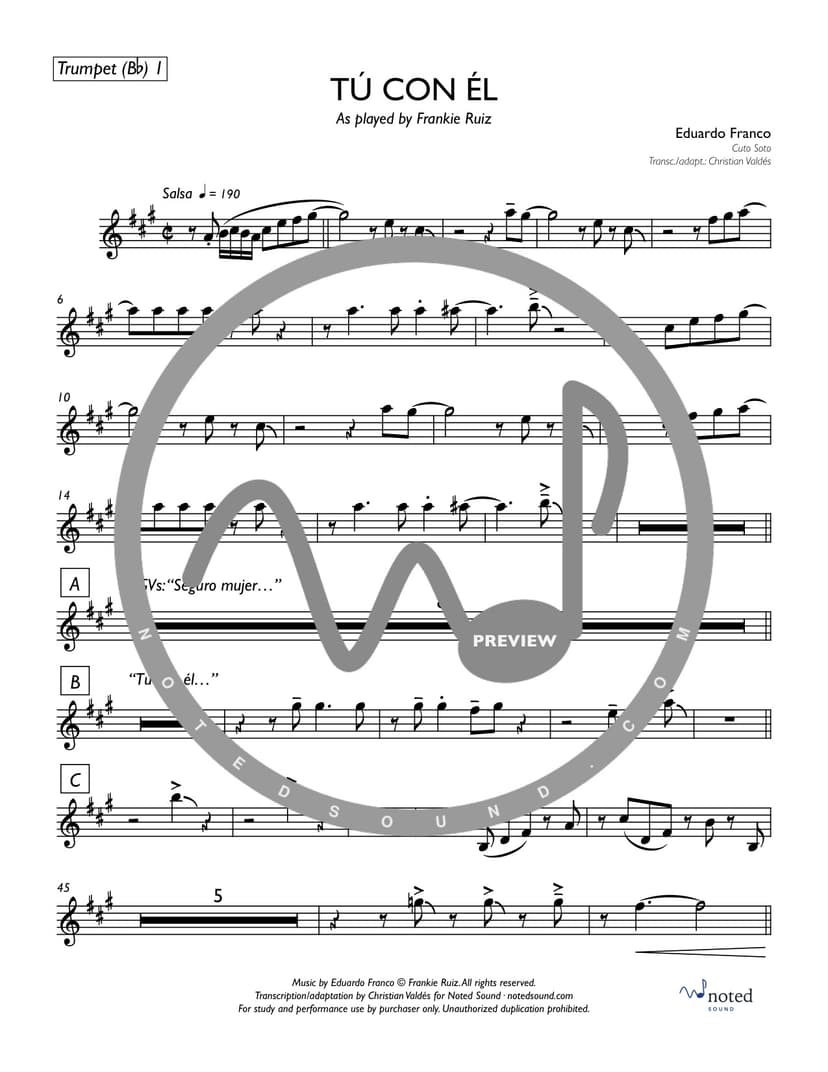 Tú con él — Trumpet in B♭ 1 (watermarked preview)