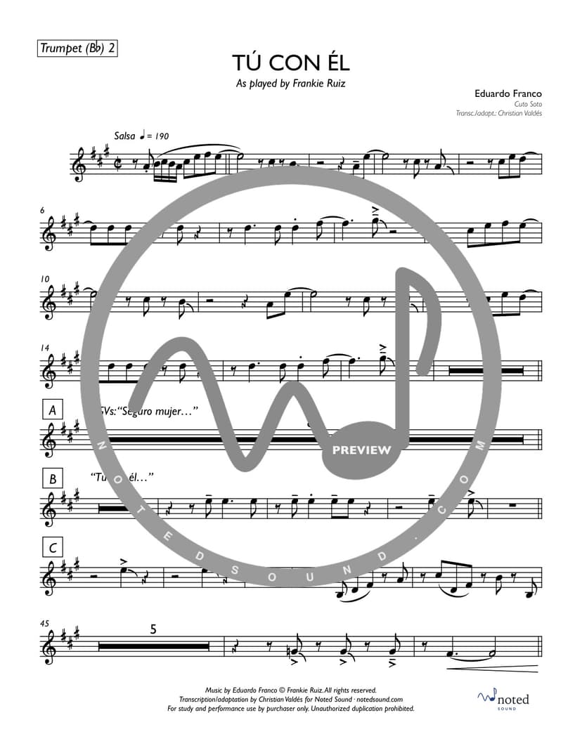 Tú con él — Trumpet in B♭ 2 (watermarked preview)