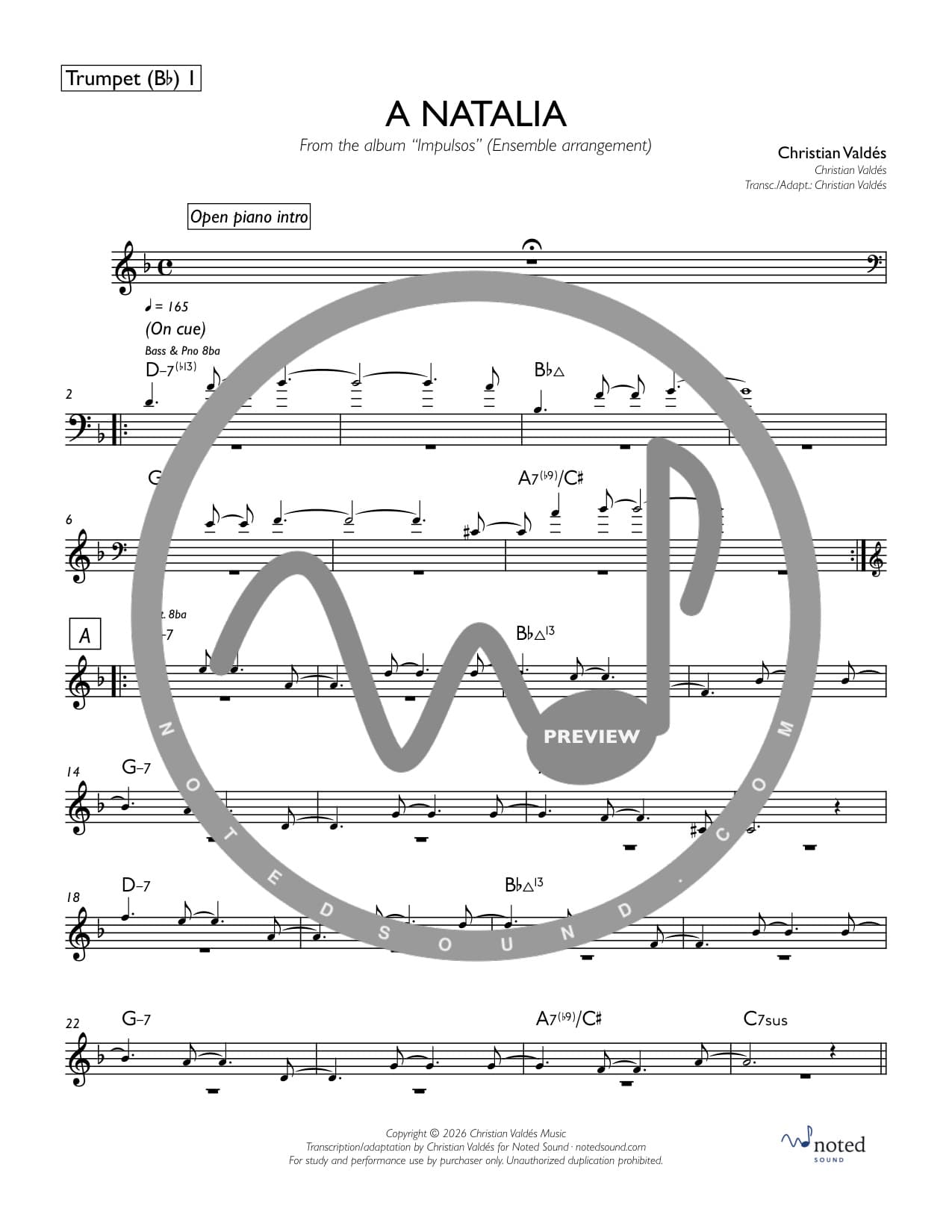 A Natalia (Ensemble) — Trumpet in B♭ 1