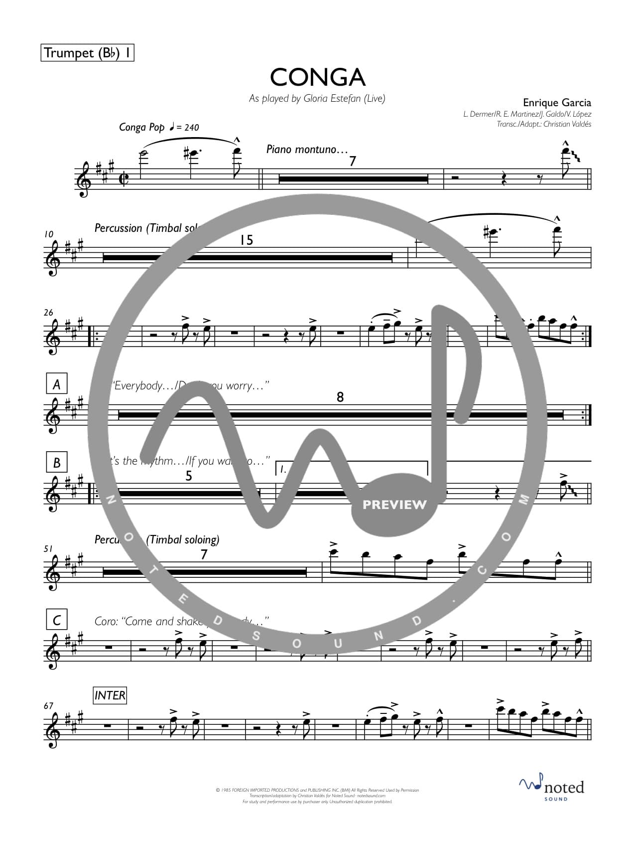 Conga (Live) — Trumpet in B♭ 1 watermarked preview