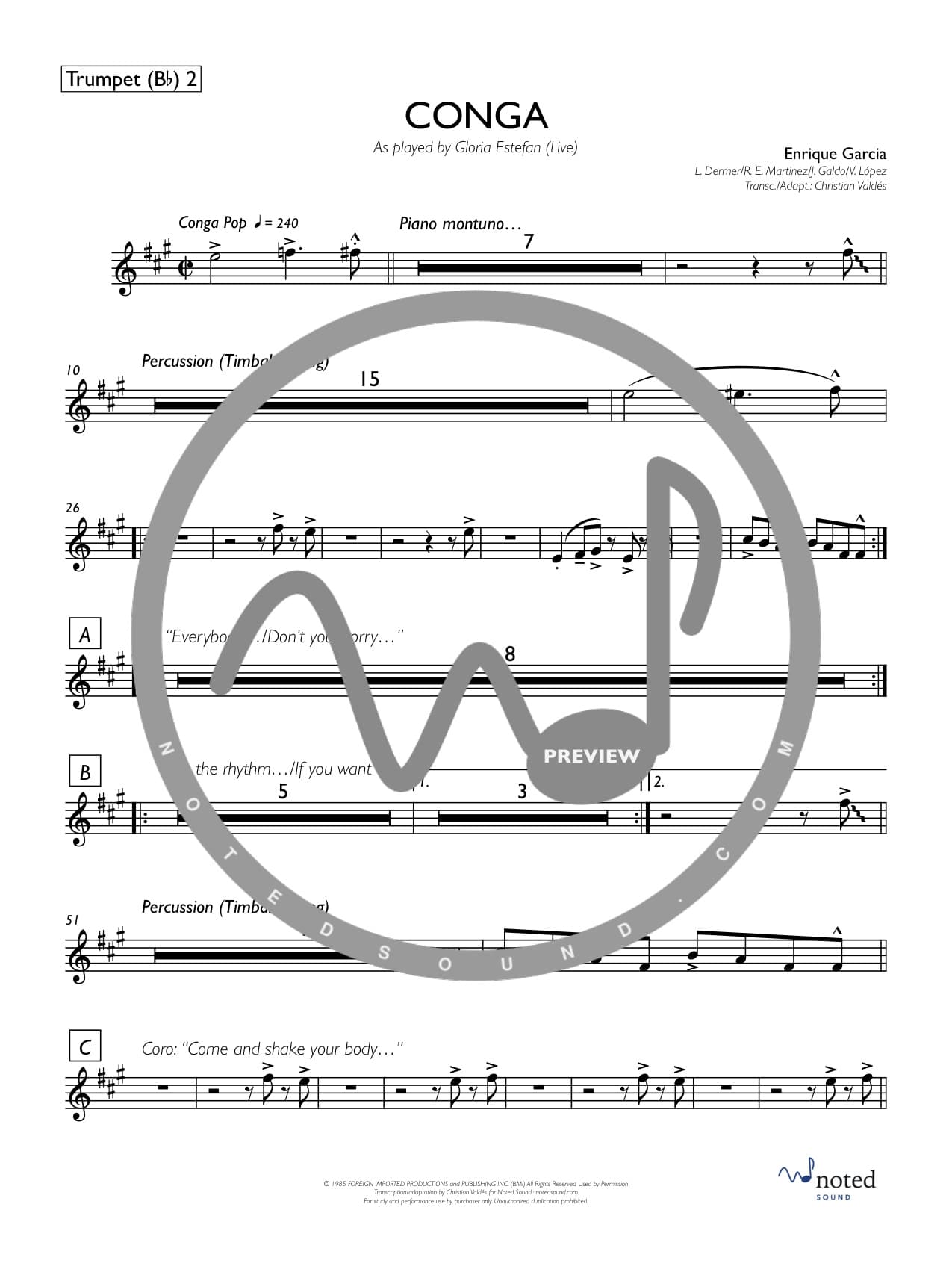 Conga (Live) — Trumpet in B♭ 2