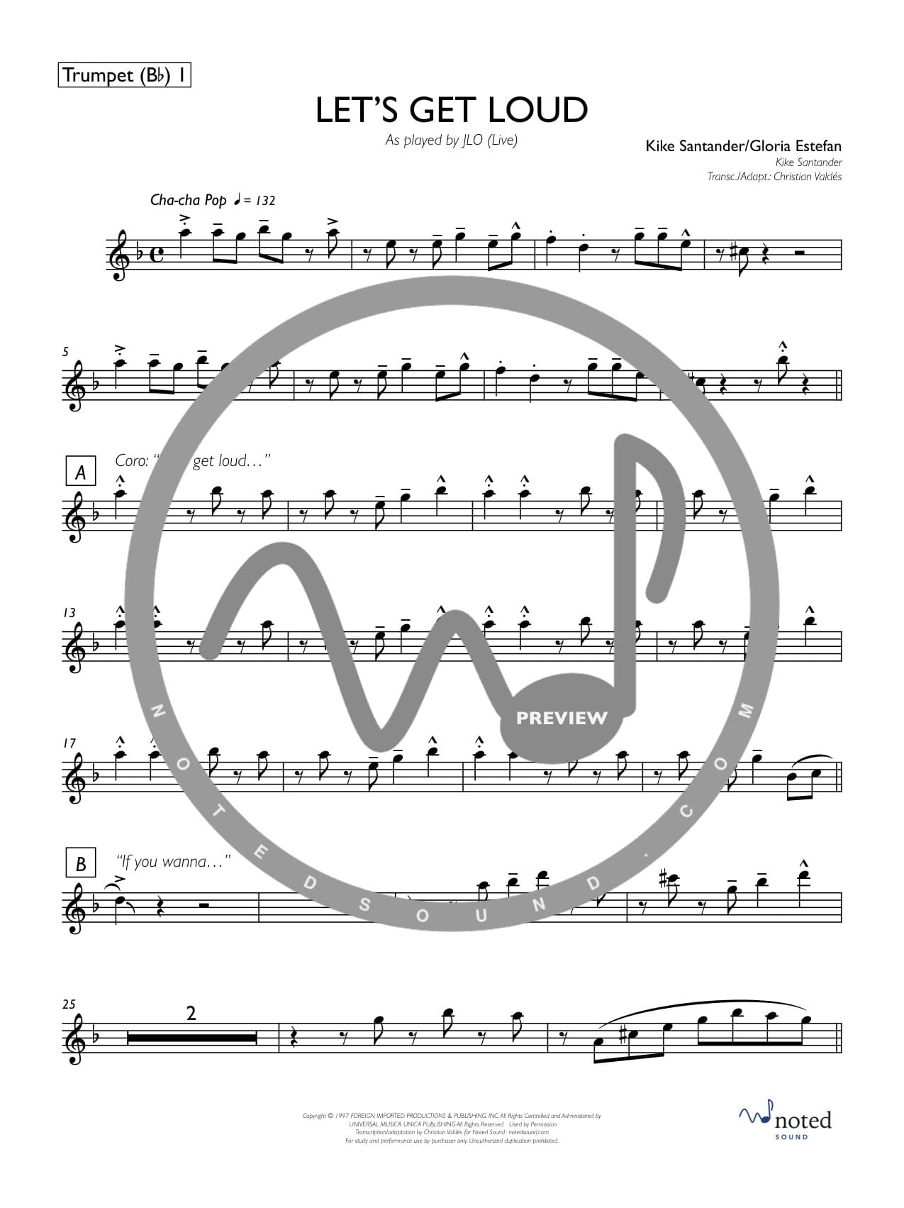 Let's Get Loud — Trumpet in B♭ 1
