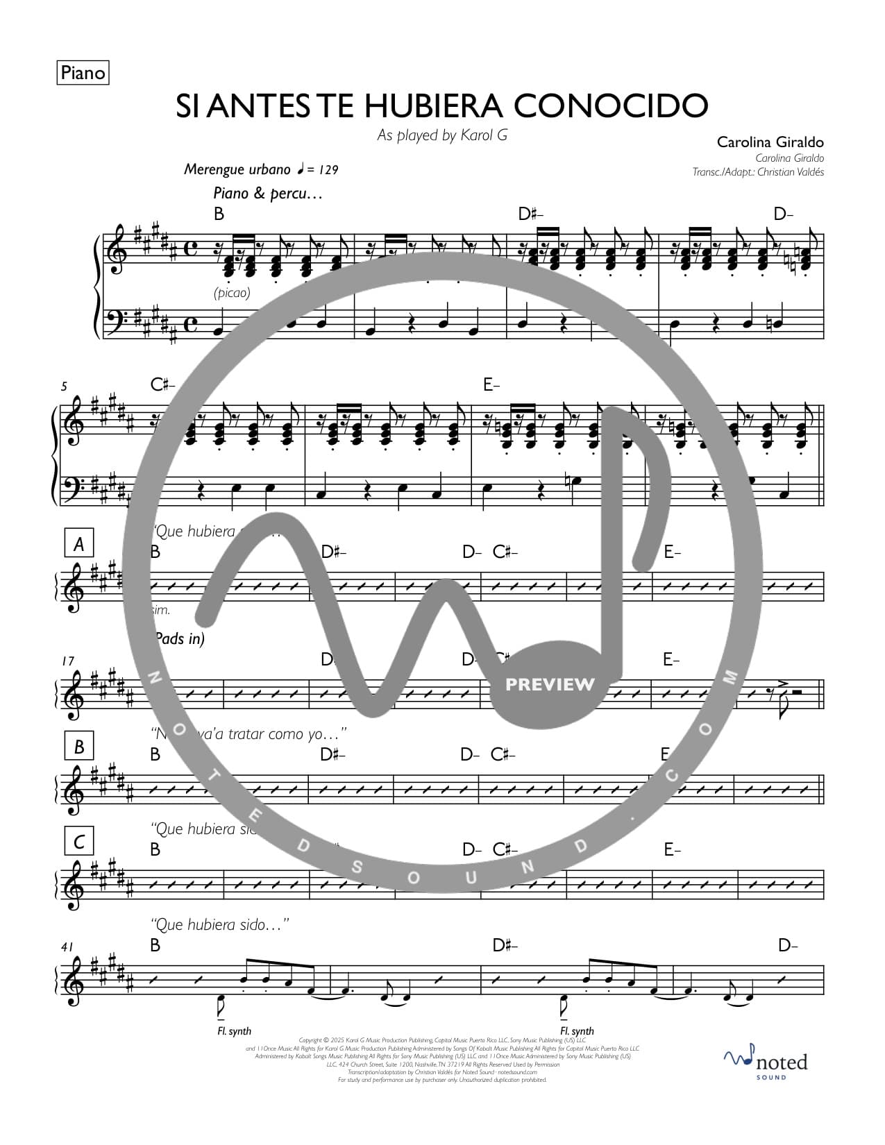 Si Antes Te Hubiera Conocido — Piano watermarked preview